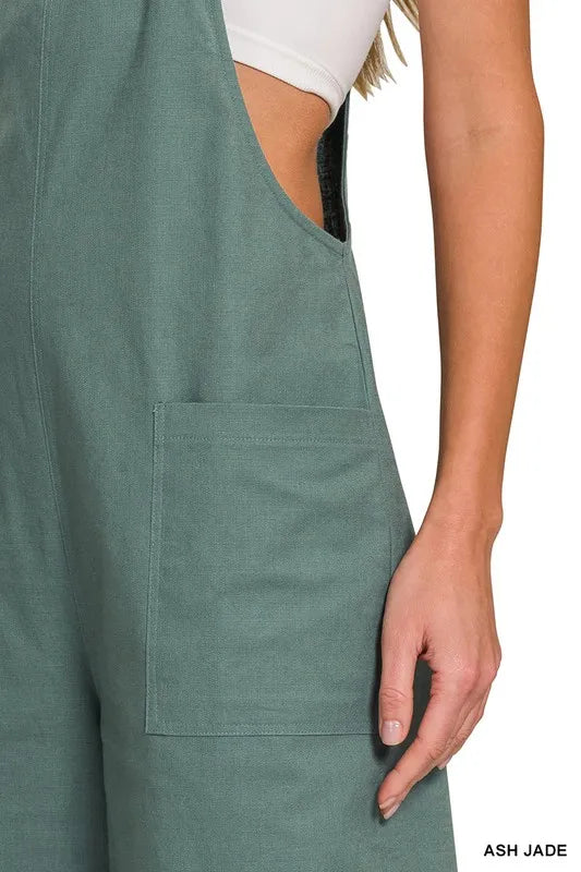 Zenana Woven Knot Strap Overalls Overalls