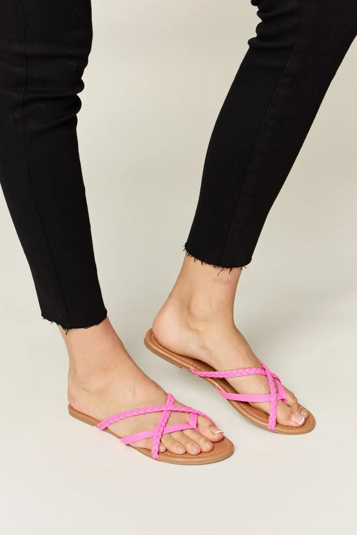 WILD DIVA Crisscross PU Leather Open Toe Sandals Sandals