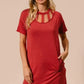 BiBi Front Cutout Mini Tee Dress with Pockets - DAVERRI FASHIONS
