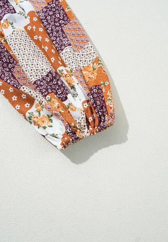 Printed Collared Neck Three-Quarter Sleeve Mini Shirt Dress - DAVERRI FASHIONS