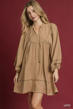 Umgee Boho Peasant Mini Dress with Trim Detail - DAVERRI FASHIONS