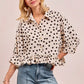 BiBi Polka Dot Printed Peplum Top with Front Button - DAVERRI FASHIONS