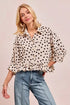 BiBi Polka Dot Printed Peplum Top with Front Button - DAVERRI FASHIONS