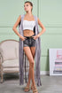 BiBi Star Stud With Long Fringe Detail Suede Vest GREY Vests