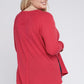 Plus Melange Baby Waffle Long Sleeve Top Plus Tops