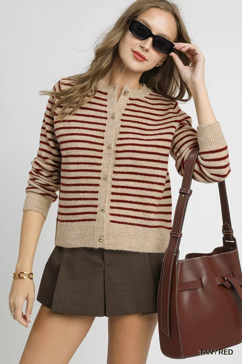 Umgee Striped Button-Up Knit Cardigan | Daverri Fashions