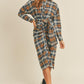 Mable Plaid Flannel Front Tie Button Down Shirt Dress Midi Dresses