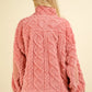 VERY J Fuzzy Fleece Half Zip Cable Pattern Sweatshirt Sweatshirts