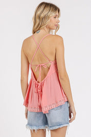 Mittoshop Crisscross Back Lace Detail V-Neck Cami