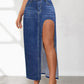 High Rise Slit Denim Skirt - DAVERRI FASHIONS