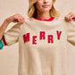 BiBi Christmas Merry Letter Patches Contrast Banded Top - DAVERRI FASHIONS
