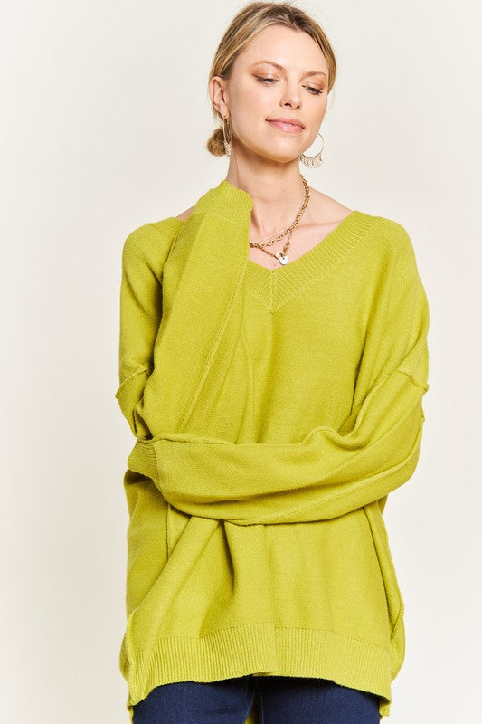 Plus Size V-Neck Oversized Sweater | Sweaters Daverri Fashions