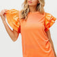 BiBi Knit Top Woven Ruffle Tiered Sleeves - DAVERRI FASHIONS