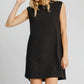 Umgee Round Neck Sleeveless High-Low Curved Hemline Mini Dress Black
