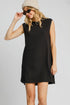 Umgee Round Neck Sleeveless High-Low Curved Hemline Mini Dress Black