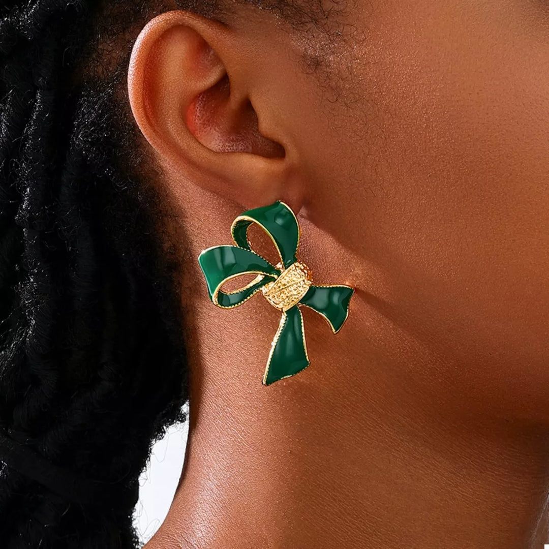 18K Gold-Plated Bow Earrings | Earrings Daverri Fashions