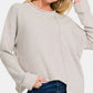 Zenana Asymmetric Hem Drop Shoulder Sweater - DAVERRI FASHIONS