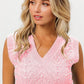 BiBi Blush Chevron Pointelle Pearl Knit Top BLUSH Tops