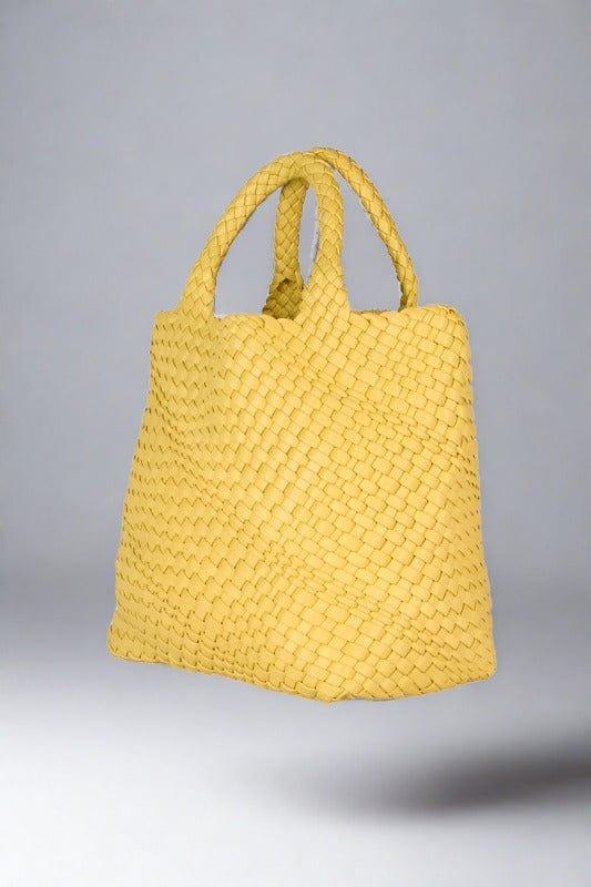 Vegan Leather Woven Tote Bag Handbags