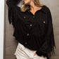 BiBi Suede Fringe Long Sleeve Jacket - DAVERRI FASHIONS