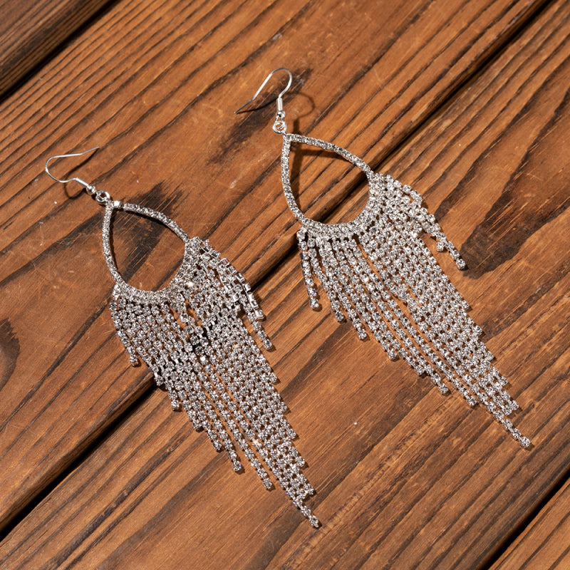 Glam Drop Crystal Waterfall Dangle Earrings | Earrings Daverri Fashions