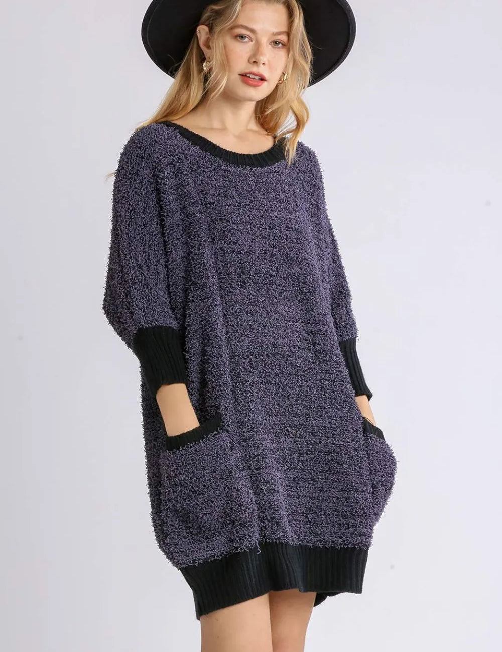 4 Sleeve Sweater Dress with Pockets Plus Size | Daverri Fashions