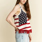 Jade By Jane Full Size American Flag Fringe Tank Top - DAVERRI FASHIONS