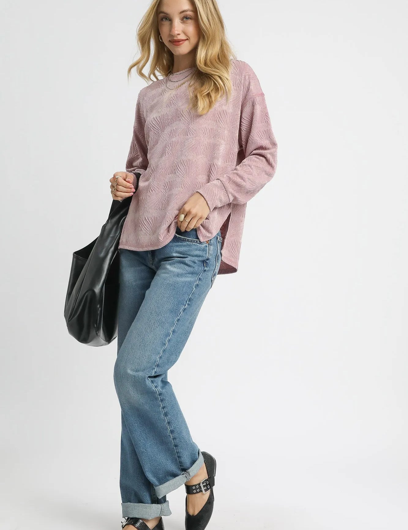 Umgee Textured Knit Long Sleeve Top | Knit Tops Daverri Fashions