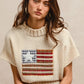 BiBi American Flag Patchwork Drop Shoulder Sweater - DAVERRI FASHIONS