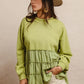 BiBi French Terry and Woven Mixed Tiered Top Tops