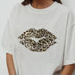 Daverri Leopard Lips oversized t-shirt with bold white leopard-print lip print on chest