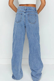 Mid Rise Asymmetrical Waist Wide Leg Jeans | Jeans Daverri Fashions