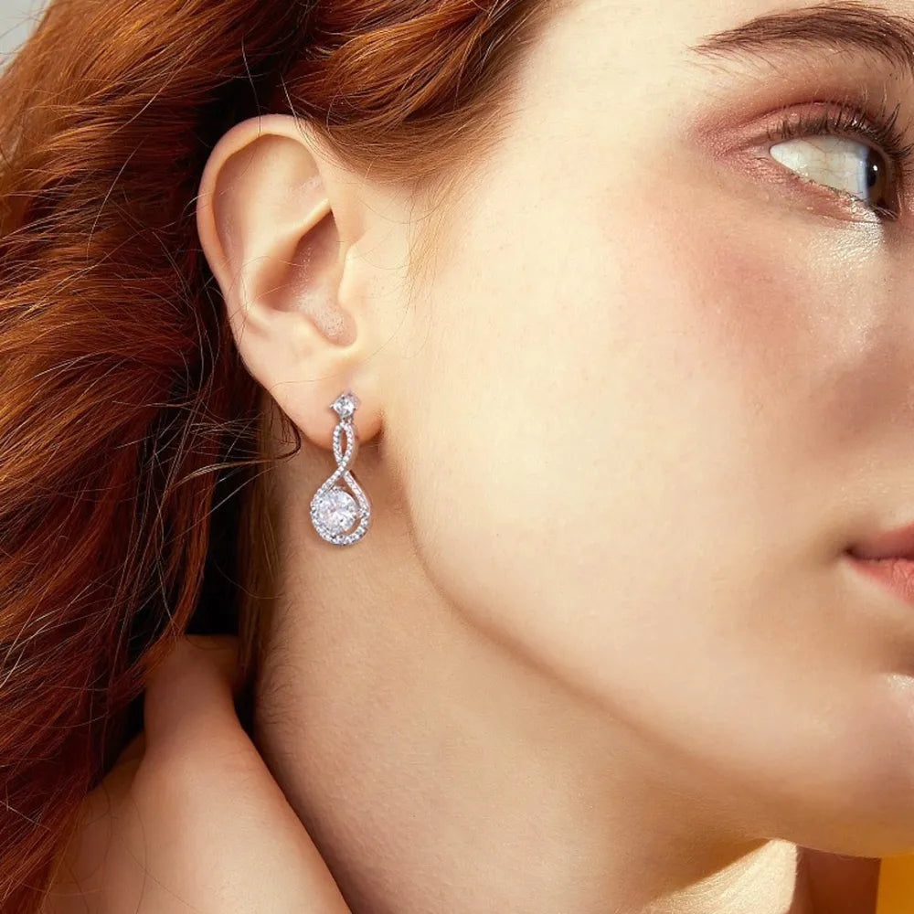 White One Size 1 Carat Moissanite 925 Sterling Silver Earrings | Earrings Daverri Fashions