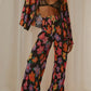 Printed Button Up Shirt and Pants Set - DAVERRI FASHIONS