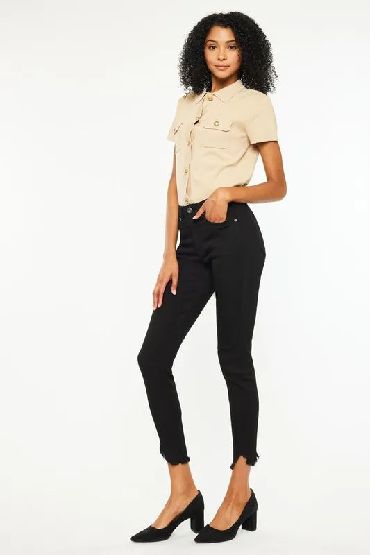 Kancan High Rise Frayed Hem Skinny Jeans Jeans