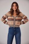 SO ME textured variegated multi-color striped cardigan