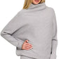 Grey Zenana viscose dolman sleeve cowl neck sweater