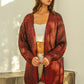BiBi metallic knit V-neck open sweater cardigan in deep red textured knit