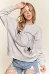 ADORA Rhinestone Accent Casual Sweatshirt - DAVERRI FASHIONS