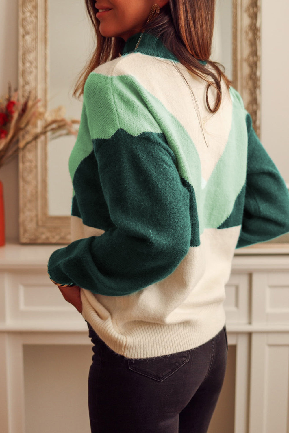 Color Block Buttoned Sweater | Sweaters Daverri Fashions