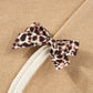 Leopard Bow Decor Split Cuff Contrast Trim Sweater - DAVERRI FASHIONS