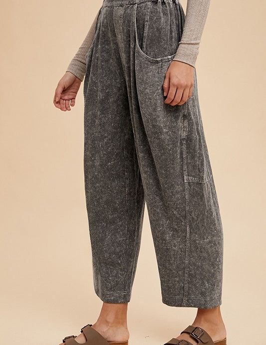 Annie Wear Mineral Washed Elastic Waist Pants Pants