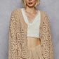 POL Button Down V-Neck Crochet Cardigan Cardigans