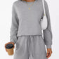 Round Neck Long Sleeve Top and Shorts Set - DAVERRI FASHIONS