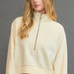 Umgee Full Size Half Zip Cropped Sweatshirt Plus Size Pastel Yellow