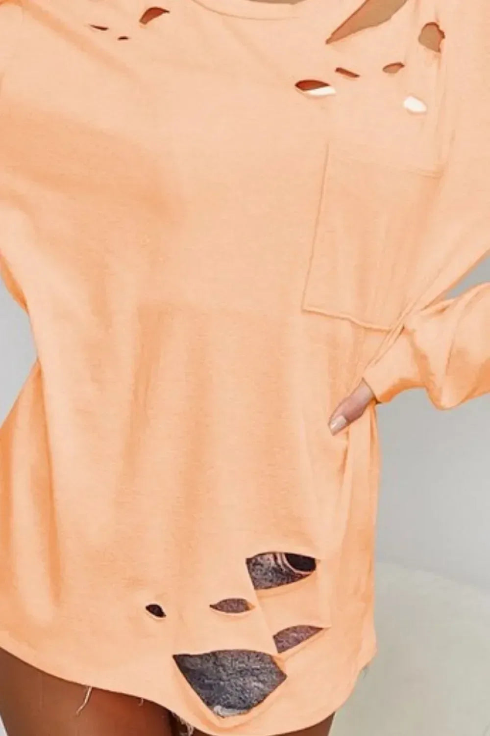 BiBi Triblend with Laser Cut Detailed T-Shirt - DAVERRI FASHIONS