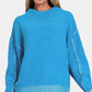 Exposed Seam Mock Neck Long Sleeve Sweater Sweaters