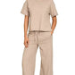 Zenana Cotton Slub Short Sleeve Tee and Pants Set - DAVERRI FASHIONS