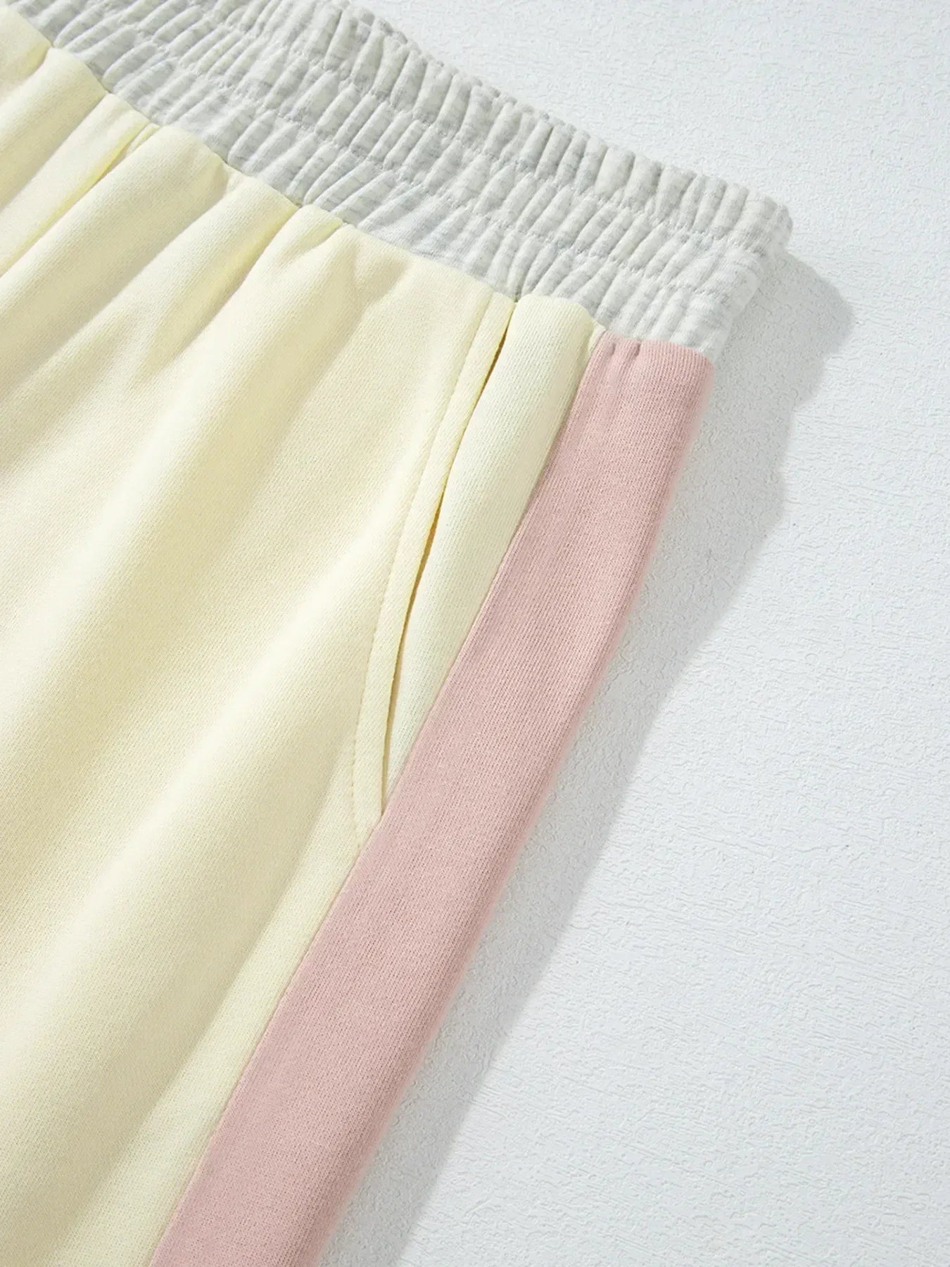 Color Block Round Neck Top and Pants Set - DAVERRI FASHIONS