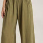 Umgee Full Size Linen Blend Elastic Waistband Wide Leg Pants Plus Size Pants